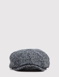 Stetson Hatteras Newsboy Cap - Black/Grey Herringbone