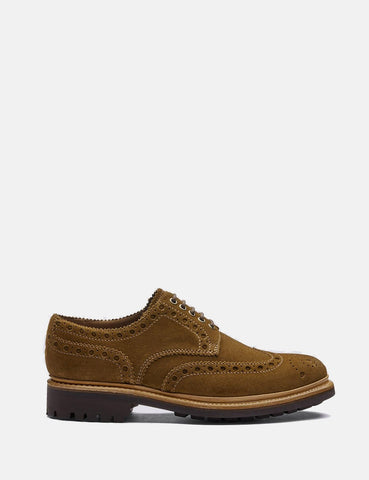 Grenson Archie Brogue Suede Shoes - Snuff