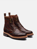 Grenson Fred Brogue Boot (handgemalt) - Dunkelbraun