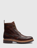 Grenson Fred Brogue Boot (Hand Painted) - Dark Brown