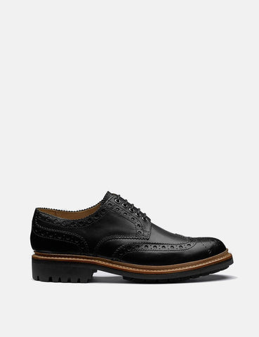 Grenson Archie Brogue Shoes (Hand Painted) - Black