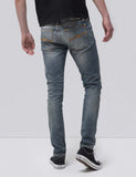 Nudie dünner Lin Jeans (Super Enge) - Mid Authentic Power Blue