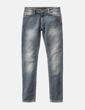 Nudie dünner Lin Jeans (Super Enge) - Mid Authentic Power Blue