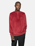 Stussy Velour Langarm-Zip Mock Sweatshirt - Maroon