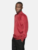 Stussy Velour Langarm-Zip Mock Sweatshirt - Maroon