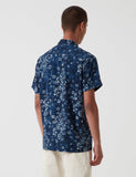 Stan Kelapa Ray Short Sleeve Bandana Shirt - Indigo Blue