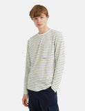 Wood Wood Viggo Langarm-T-Shirt (Striped) - Off White