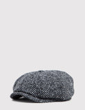 Stetson Hatteras Newsboy Cap - Black/Grey Herringbone