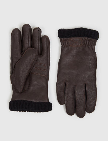 Hestra Deerskin Primaloft Rib Gloves - Dark Brown