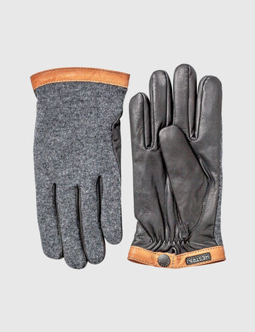 Hestra Tricot Deerskin Wool Gloves - Charcoal/Black