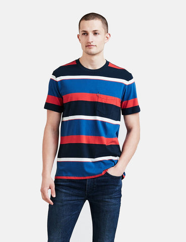 Levis Set-In Sunset Taschen-T-Shirt (Stripe) - Rugby-Kleid Blues / Galaxy Blau