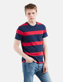 Levis Set-In Sunset Taschen-T-Shirt (Stripe) - Dress Blues / Lychee Red