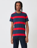 Levis Set-In Sunset Taschen-T-Shirt (Stripe) - Dress Blues / Lychee Red