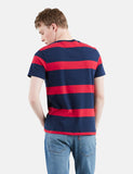 Levis Set-In Sunset Taschen-T-Shirt (Stripe) - Dress Blues / Lychee Red