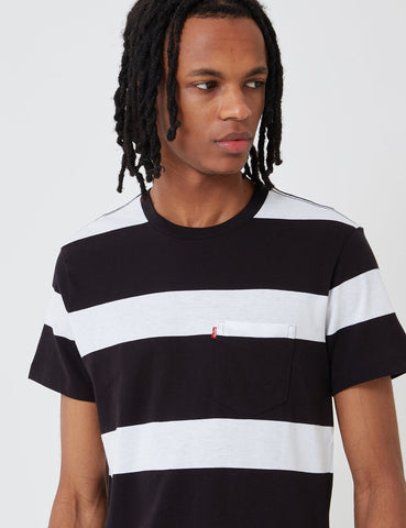 Levis Set-In Sunset Taschen-T-Shirt (Stripe) - Weiß / Schwarz