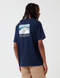 Patagonia Linie Ridge Logo-Tasche Responsibili-T T-Shirt - Klassisches Marine-Blau