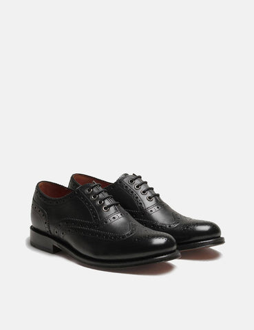 Frauen Grenson Rose Brogue Schuhe - Schwarz / Schwarz