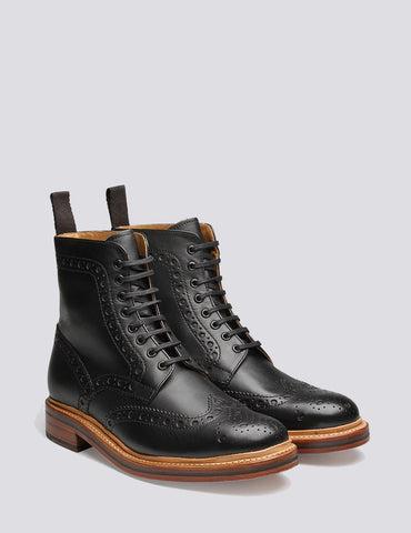 Grenson Fred Kalb Brogue Derby Boot - Schwarz