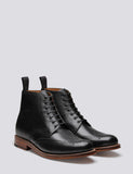 Grenson Alfred Kalb Brogue Derby Boot (Leder) - Schwarz