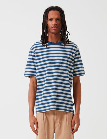 Patagonia Organic Cotton Midweight Taschen-T-Shirt (Striped) - Stein Blau