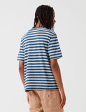 Patagonia Organic Cotton Midweight Taschen-T-Shirt (Striped) - Stein Blau