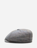 Stetson 4-Panel Flat Cap (Leinen) - Braun / Blue Check