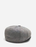 Stetson 4-Panel Flat Cap (Leinen) - Braun / Blue Check