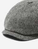 Stetson Hatteras Herringbone Newsboy Cap (Wool/Alpaca) - Black/Grey