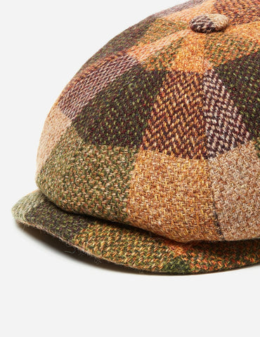 Stetson Hatteras Check Newsboy Cap (Wool) - Burgundy Mix