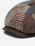 Stetson Hatteras Patchwork Flatcap (Wolle) - Braun / Blau / Grau