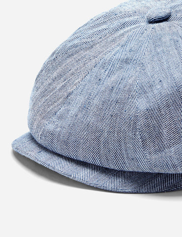 Stetson Hatteras Feiner Herringbone Flatcap - Indigo-Blau