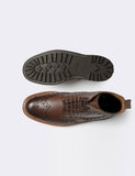 Grenson Fred Brogue Boot (Commando Sole) - Brown