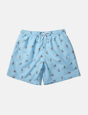 Boardies x AMH Yoga Badeshorts (Mid-Länge) - Blau