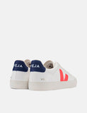 Veja Campo Trainer (chromfrei gegerbtes Leder) - weiß / orange-Fluo / Cobalt