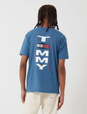 Tommy Jeans Vertikal Zurück Logo T-Shirt - Audacious Blau