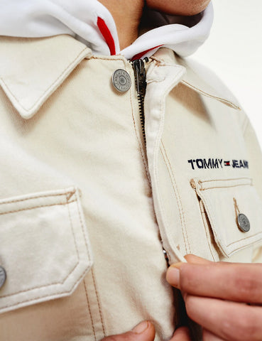 Tommy Jeans in Überjeansjacke - Ecru Rigid