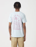 Deus Ex Machina sunbleached Begeisterung T-Shirt - Sky Blue / Rose Red