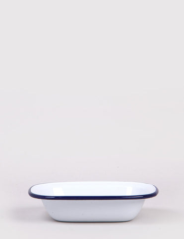 Falcon Enamelware Oblong Pie Dish (18cm) - Weiß / Blau