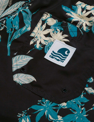 Carhartt-WIP Drift Badeshorts - Hawaii-Blumendruck / Schwarz