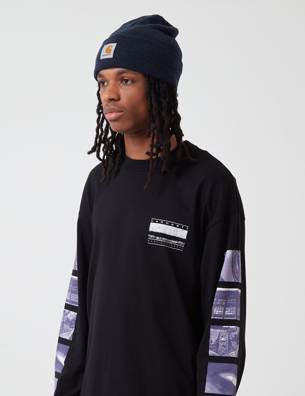 Carhartt-WIP-Uhr-Strickmütze - Dark Navy Heather