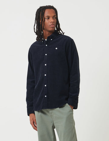 Carhartt-WIP Madison Cord Shirt - Dark Navy Blue / White