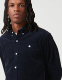 Carhartt-WIP Madison Cord Shirt - Dark Navy Blue / White