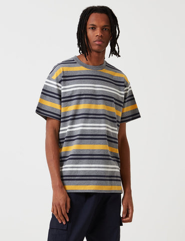 Carhartt-WIP Short Sleeve Kress gestreiftes Hemd - Dunkelgrau Heather