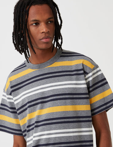 Carhartt-WIP Short Sleeve Kress gestreiftes Hemd - Dunkelgrau Heather