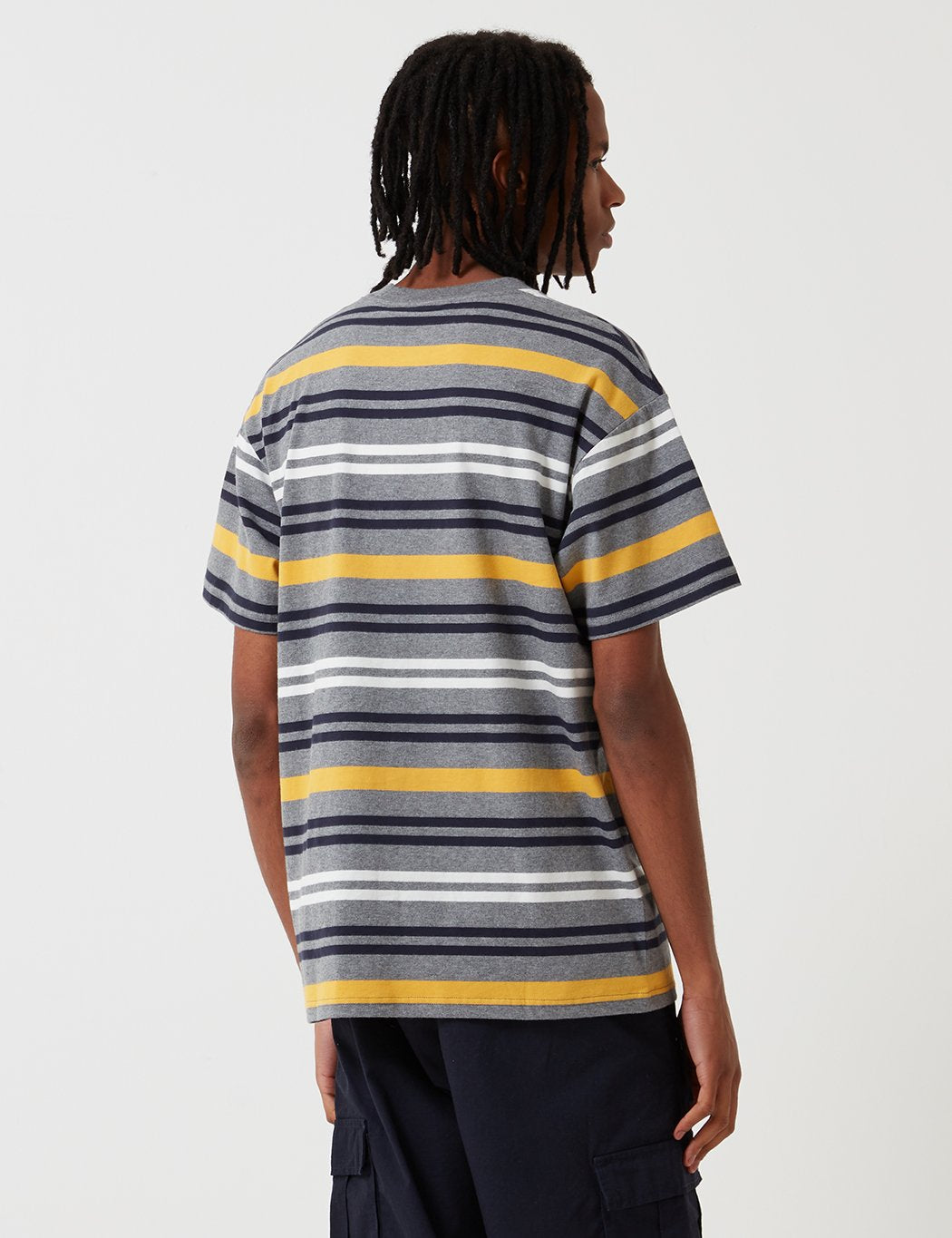 Carhartt-WIP Short Sleeve Kress gestreiftes Hemd - Dunkelgrau Heather