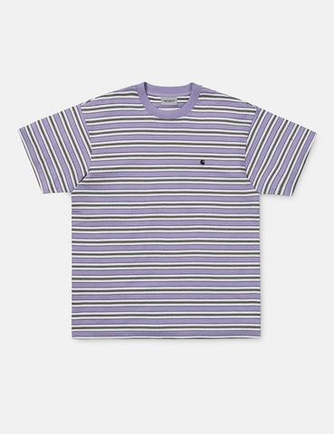 Carhartt-WIP Huron Streifen-T-Shirt - Soft Lavendel