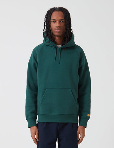 Carhartt-WIP Hooded Chase Sweatshirt - Treehouse / Gold