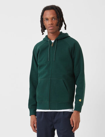 Carhartt-WIP Chase Hooded Zip Jacke - flaschengrün