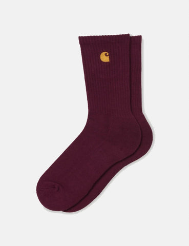 Carhartt-WIP Chase Socken - Merlot / Gold