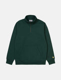 Carhartt-WIP Chase Neck Zip Sweat - Dark Tannengrün